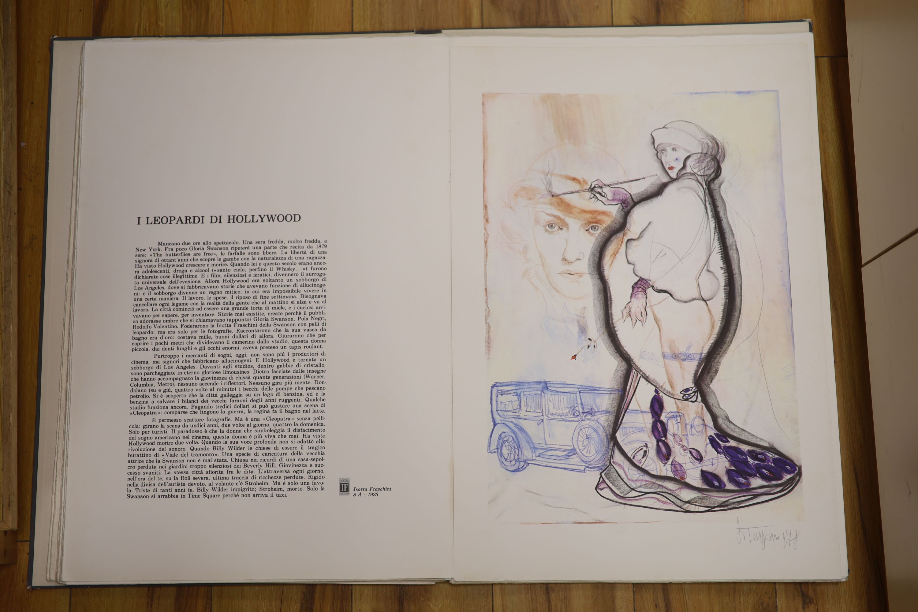 Voiture: A portfolio of automobilia book illustrations by Luigi Tessoni, each signed in pencil on mount, 66 x 44cm